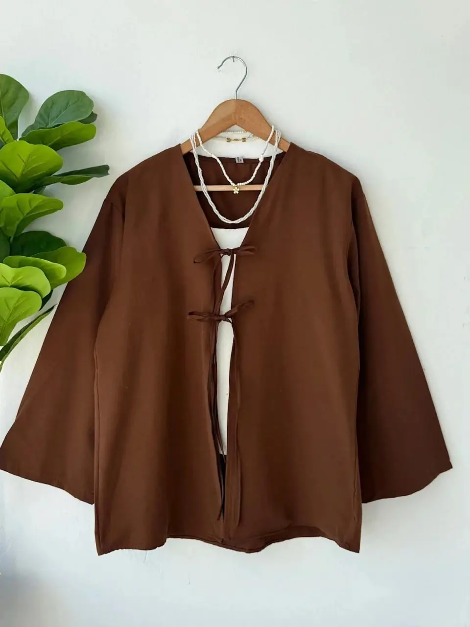 Ürün görseli: İki İpli Bağlamalı Kimono - Kahverengi