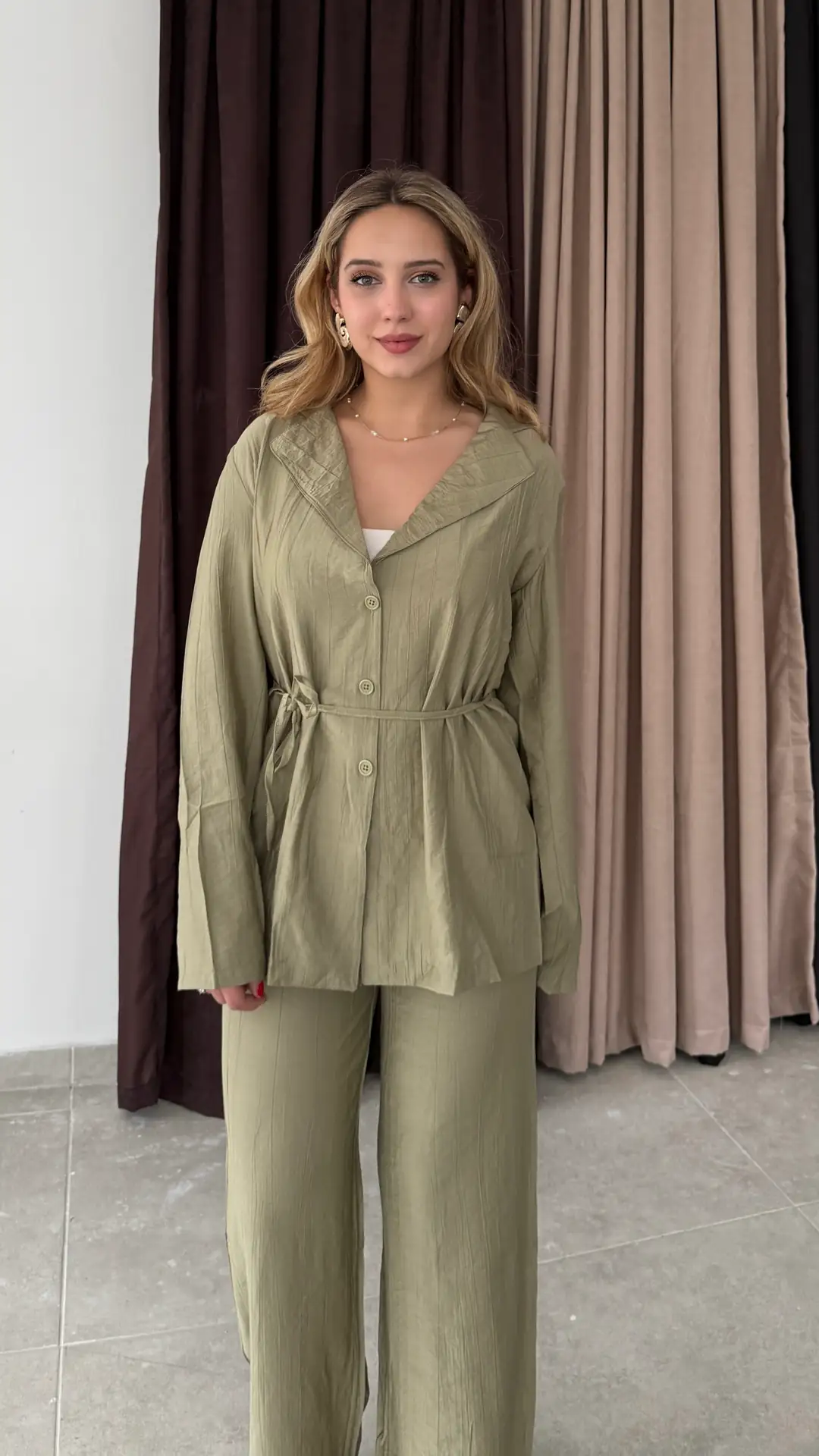 Premium Tensel Gömlek Palazzo Takım
