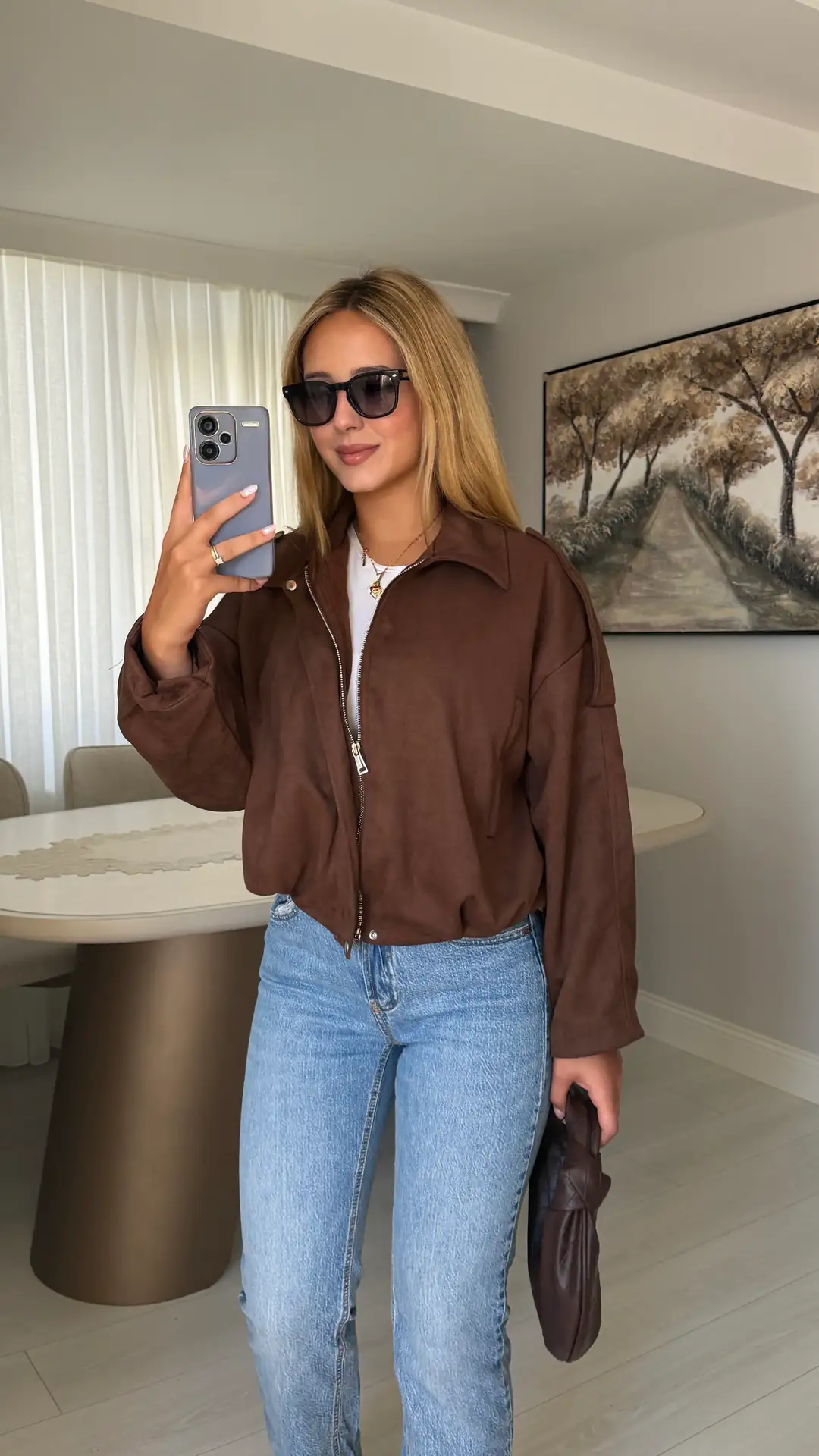 Ürün görseli: Oversize Süet Bomber Ceket - Acı Kahve