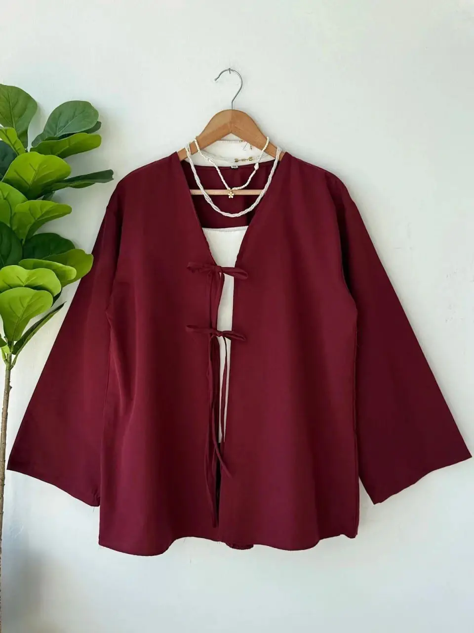 Ürün görseli: İki İpli Bağlamalı Kimono - Bordo