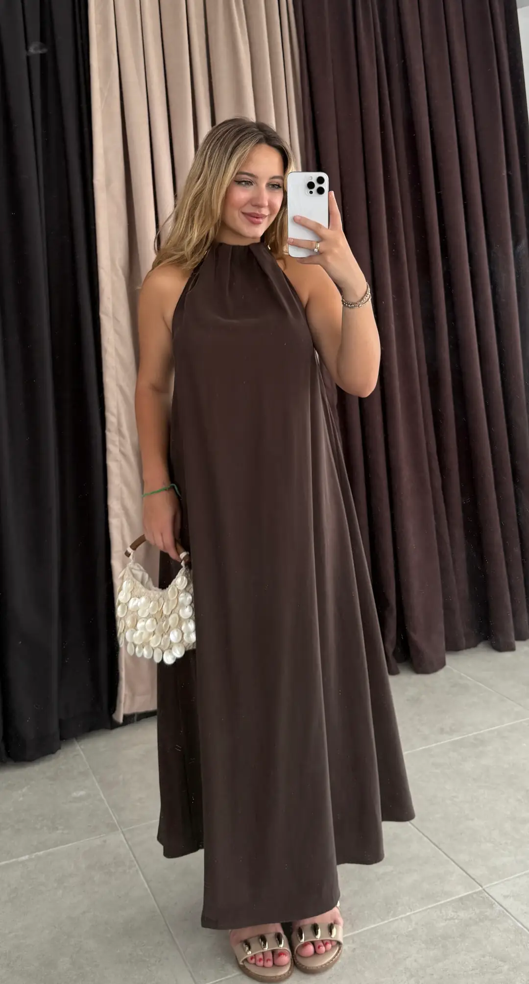 Ürün görseli: Zincirli Relax Elbise - Acı Kahve