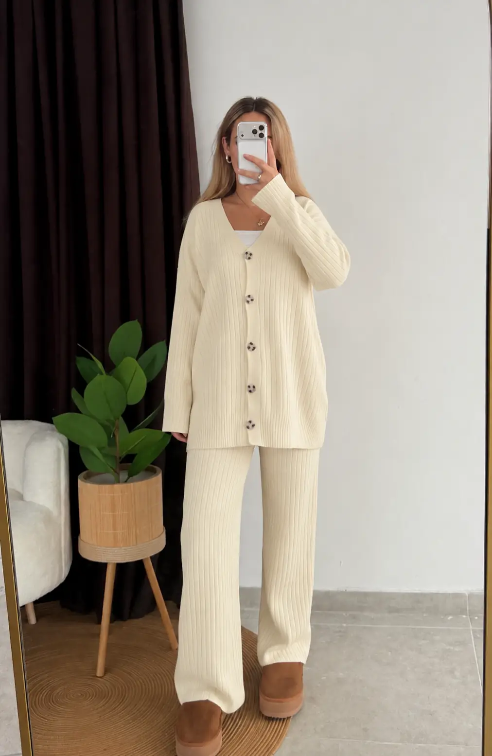 Ürün görseli: Fitilli Basic Triko Takım - Taş